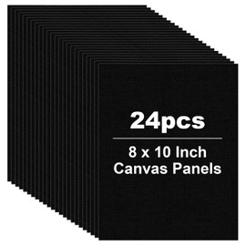24 Pack Black Canvas for Painting, 8x10 Inch Canvas Panels Painting Canvases for Oil, Acrylic, Watercolor Paint