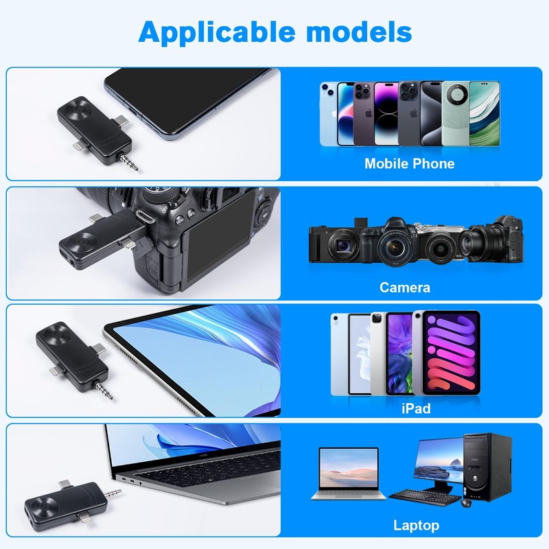 Mini Lapel Microphone with Noise Cancellation, Wireless Microphone for Android