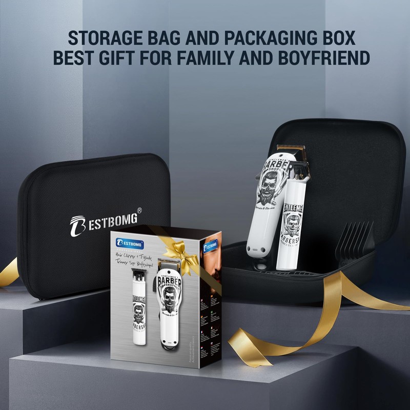 BESTBOMG® Hair Clippers & Trimmer Ceramic T-Blade Cordless Haircut Sets