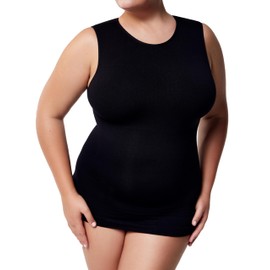 WAISTLINE Women's Compression Tank Top with Adjustable high Neck - Shapewear Cami for Tummy Control - Body Shaper Camisole for Women (Black Large)