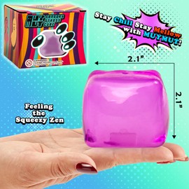 MUYMUT Sensory Stress Cube – High-Density Gel-Filled Ice Cube Squishy Fidget Toy for Anxiety Relief, Slow Rising, ADHD & Focus Aid, for Kids & Adults – 2.1", 1Pc, Purple