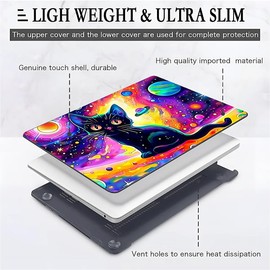 Goodsprout Computer Case for MacBook Pro 16 Inch Colorful Cat Planet Colorful Pattern Black Release 2019 Model A2141 Hard Shell Case Compatible with MacBook Pro 16 Inch