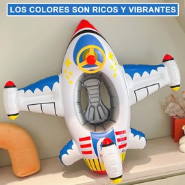 ILLUSORY Flotador de Piscina para Niños, Flotador Inflable para Niños con Asiento de Seguridad, Asiento de Flotador de Natación de Avión, Niños de 1 a 6 años, Blanco