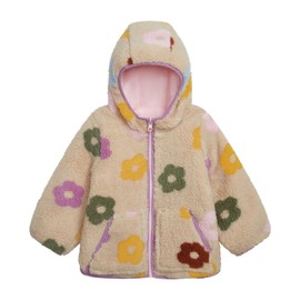 Osh Kosh B'Gosh Girls Reversible Sherpa-to-Puffer Hooded Jacket, Floral, 5/6