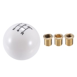 X AUTOHAUX Car Manual 4 Speed Ball Gear Shift Knob Kit, Round Short Throw Shifter Universal for Manual Transmission Vehicles Durable Acrylic White with Adapter