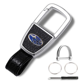 Key Chain Car Key Holder Genuine Leather Key Durable Metal, Suitable for Subaru