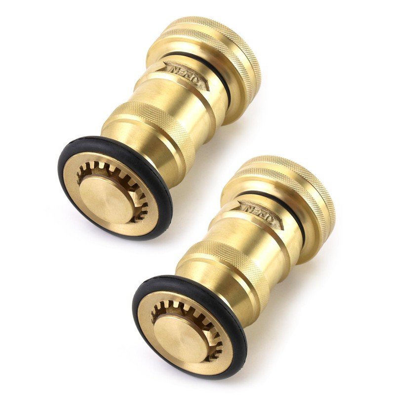 QWORK 1-1/2" NST/NH Brass Fire Hose Spray Nozzle, 2 Pack