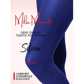 Mila Marutti - Medias semi opacas para mujer | Medias de nailon semitransparentes | Fabricado en la UE, Azul índigo, X-Large