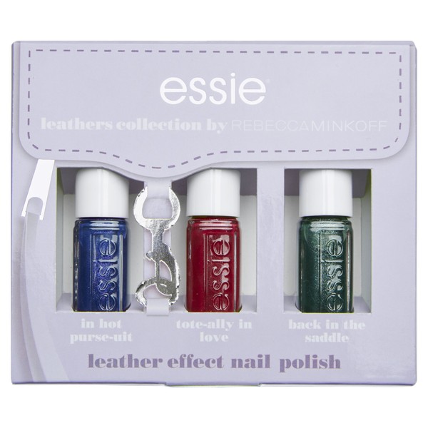 Essie Leather Look Bold Kit 3 Mini Nail Polish, 454 in Hot Purse-uit/453 Tote-ally in Love/455 Back in the Saddle