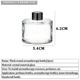 2PCS 50 ml/1.7oz Empty Glass Essential Oils Diffuser Bottles with Black Caps Clear Fragrance Reed Diffuser Accessories DIY Replacement Fragrance Container(excluding diffused Cane)