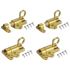 M METERXITY 4-Pack Self-Closing Latch Aluminum Alloy Automatic Window Sliding Latches with Screws Pull Ring Spring Load Door Lock for Door/Window/Toilet/Fence/Drawer [Gold]