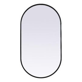 Elegant Decor Asha 20x36" Oval Modern MDF Wood/Iron Mirror in Black