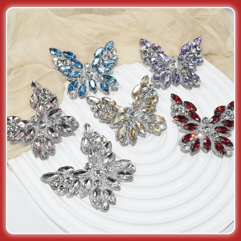 Rhinestone Butterfly Applique Patches, Crystal Iron On Animal Badges for