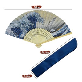 YINKE Silk Fan, Men's, Women's, Lightweight Bamboo Ribs, High Quality Silk, Bamboo Crafts, Japanese Style Fan, Stylish, Gentleman's, Japanese Style Accessories, D