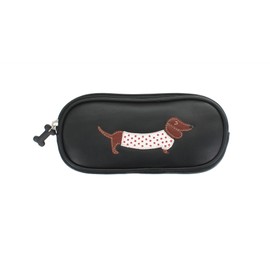 Mala Leather Collection Best Friends Dachshund Glasses Case 5115_65, black