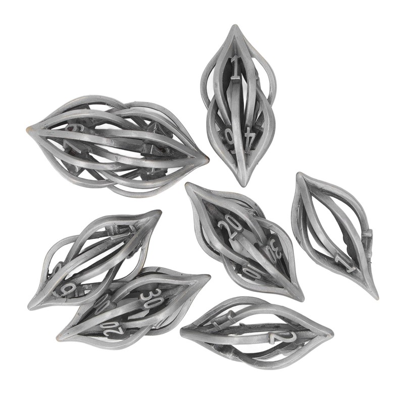 7pcs Hollow Metal Dice Set Retro Exquisite Polyhedral Dice Role