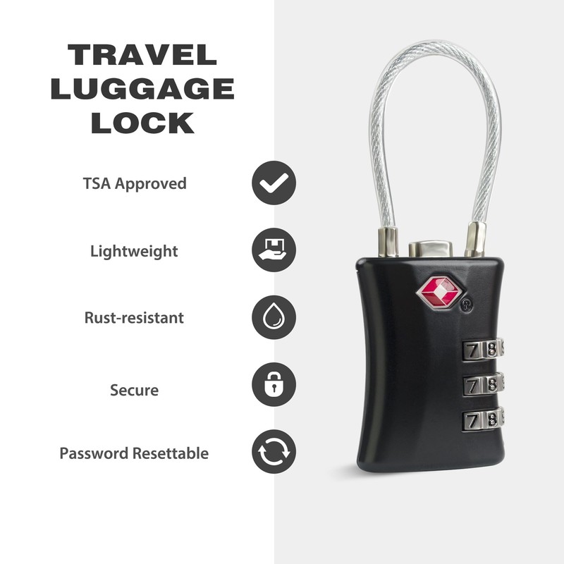 UP Security Suitcase Locks TSA Approved, Small Padlock Combination, TSA