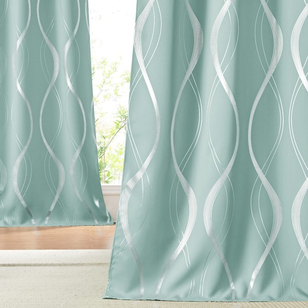 NICETOWN Blackout Curtain Panels 84 inches, Aqua Blue, 2 Pieces, 52 inches Wide, Light Reducing Thermal Insulated Solid Grommet Blackout Curtains/Panels/Drapes for Living Room/Nursery/Kids Room