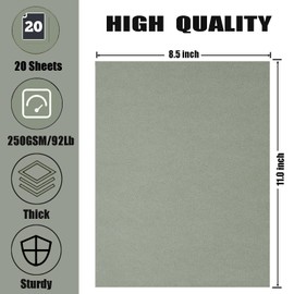Hysiwen 20 Sheets Gray Color Cardstock 8.5 x 11 Inches, 250gsm/92 lb Thick Craft Paper for Making Cards, Invitations, Paper Crafts or Drawing