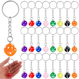 SureioO 24 Pcs Dice Key Chains Bulk 3D Cube Dice Key Casino Themed Party Favors Game Toys Dice Keychain Pendants Gifts for Women Rings for Bag, Handbag, Cellphone