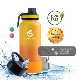 hydro2go Stainless Steel Water Bottle - BPA-Free Thermal Bottle for Children, School, Sports & Outdoor - Keeps Drinks Hot for up to 12 Hours and Cold for up to 24 Hours - Includes 3 Drinking Caps -