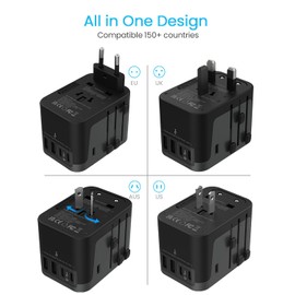 Universal Travel Adapter, VINTAR International Plug Adapter with 6A 3 USB C and 2 USB Ports, Travel Essentials Power Adapter, Worldwide All-in-One Outlet Converter for Europe UK USA AUS(Type C/G/A/I)