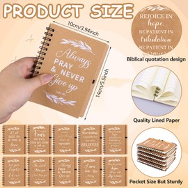20pcs Christian Ballpoint Pen and Notebook Bulk Bible Journal Christian Pen Scripture Pen Religious Gift Inspirational Scripture Gift for Women Men Church Coworker School Supplies (Brown)