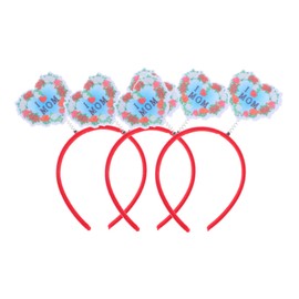 TOVINANNA 3pcs Set Flower Head Toppers Flower Hair Hoop Plastic Flower Headband Decoration Happy Mother's Day Party Decorations