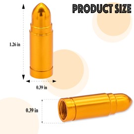 MEAJOO 4PCS Bullet Tire Valve Stem Caps, Anodized Aluminum with Rubber O-Ring Air Leakproof Valve Caps Cover, Universal for Cars, SUVs, Bikes, Trucks and Motorcycles (Gold)