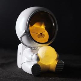 Astronaut Nachtlicht, Pet Astronaut Lamp, Spaceman Nacht Licht 3D Astronaut Haustier Katze Holding Mond Tisch Lampe Kinderzimmer Decor, Tier Atmosphäre Harz Nachtlicht
