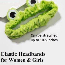 Makeup Headbands for Women for Washing Face Frog Headband Cute Spa Animal Facial Hair Band for Girls Soft Elastic Skincare Shower Head Wraps Green