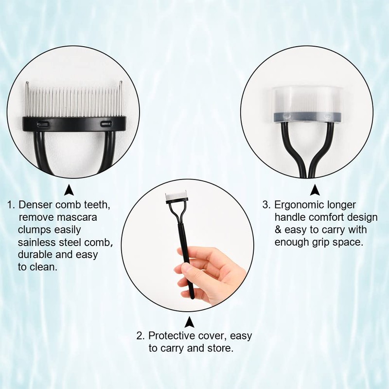 URAQT Eyelash Comb, Eyelash Separator Eyebrow Brush, Metal Teeth Eye