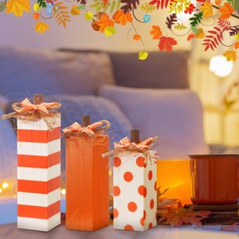 Amyhill 3 Pcs Thanksgiving Wooden Decoration Thanksgiving Table Centerpieces Fall Tiered Tray Decoration Farmhouse Vintage Autumn Tabletop Block Sign for Harvest Home