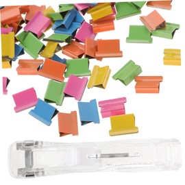 Tofficu 1set Portable Clam Clip Dispenser Refill Clips Push Clipper for Paper and Document Organization for Office and Study Use