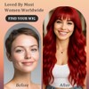WAVE&BREEZE Long Red Wigs with Bangs 26Inch Wavy Curly Hair