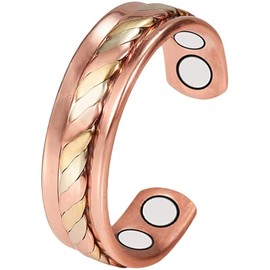 Magnetic Jewelry - Anillos magnéticos de cobre para mujer, oro rosa (longitud: 57,5 mm)