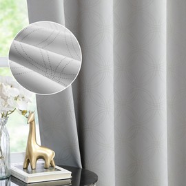 Print Bedroom Curtains 95 Inches Long 100% Blackout Window Curtain Panels Moroccan Geo Metallic Thermal Insulated Drapes Grommet Top Window Treatment Sets, 52 by 95 Inch, Grey/Silver(2 Panels)