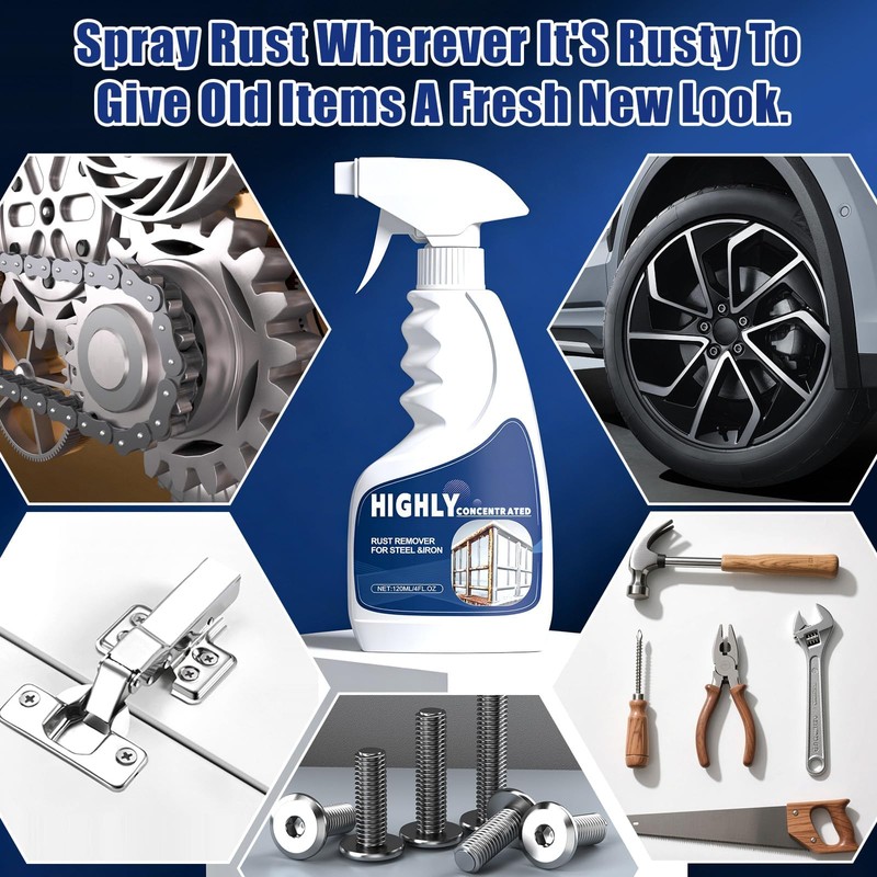 2PCS Rust Remover Spray for Metal, Highly Concentrated Rust Remover