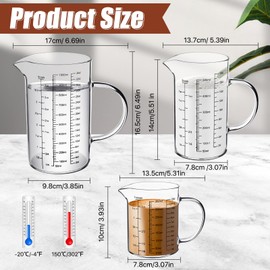 Akamino 3 Pack Glass Measuring Cups,1-Cup,2-Cup,4-Cup Measuring Jugs with Handle &V Shaped Spout,3 Scales(Oz,Cup,Ml) High Borosilicate Glass Measuring Cup for Liquid Kitchen-Microwave Freezer Safe