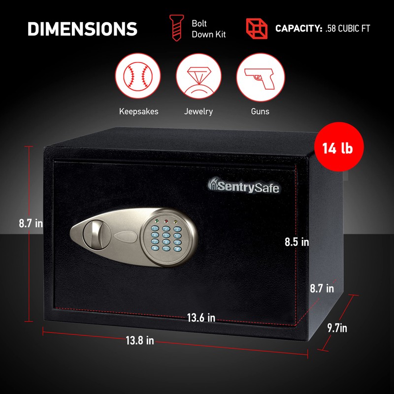 SentrySafe Safe with Digital Keypad Lock, Steel Safe with Interior
