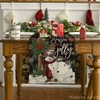 Artoid Mode Black Holly Snowman Leaves Christmas Table Runner, Seasonal