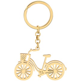RAIDIN Stainless Steel Gold Silver Plated Keyring Bicycle Key Ring Key Gifts for Men or Women Girls Car Handbag Key Accessories, Gold-112