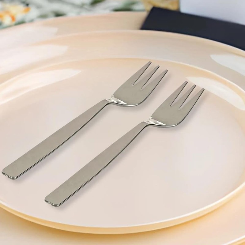 MiniWare Silver Elegance - 30 Disposable Silver Plastic Forks, 4
