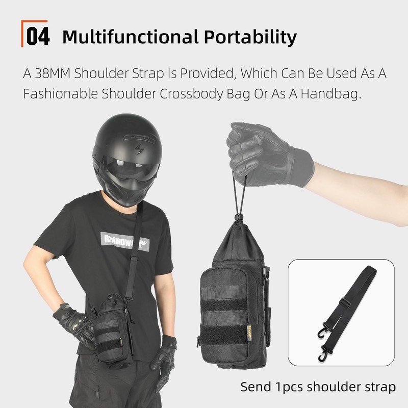 Rhinowalk Motorcycle Water Bottle Holder Bag Tactical Pouch with Drawstring
