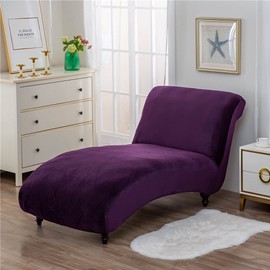 MaiYu-MY Velvet Chaise Longue Slipcover Luxury Chaise Chair Covers for Living Room Indoor Furniture Cover Slipcovers for Chaise Lounge Ultra Soft Machine Washable (Purple)