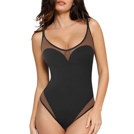 Popilush The Shapewear Bodysuit for Tummy Control Mesh Bodysuits with Build in Bra 2024 Summer Tank Top