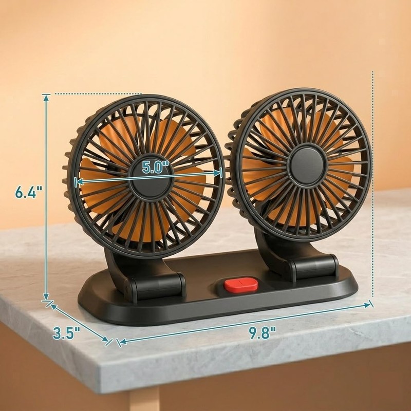Cloud Zion Fans for Car,2-Head Car Fans with 2-Speed And