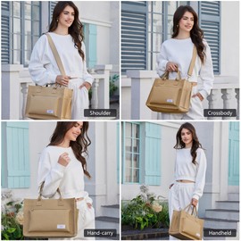 Fancy Forest Kalidi Shopper Bag Women's Large Canvas Work Bag Women's Handbag Shoulder Bag Crossbody Bag Tote Bag for Work Office Travel Shopping School, brown-pro