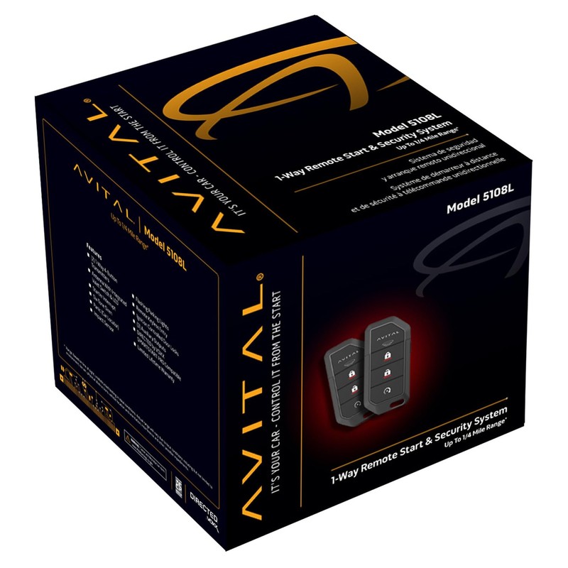 Avital 5108L Automotive 1-Way Remote Start Security System with 2