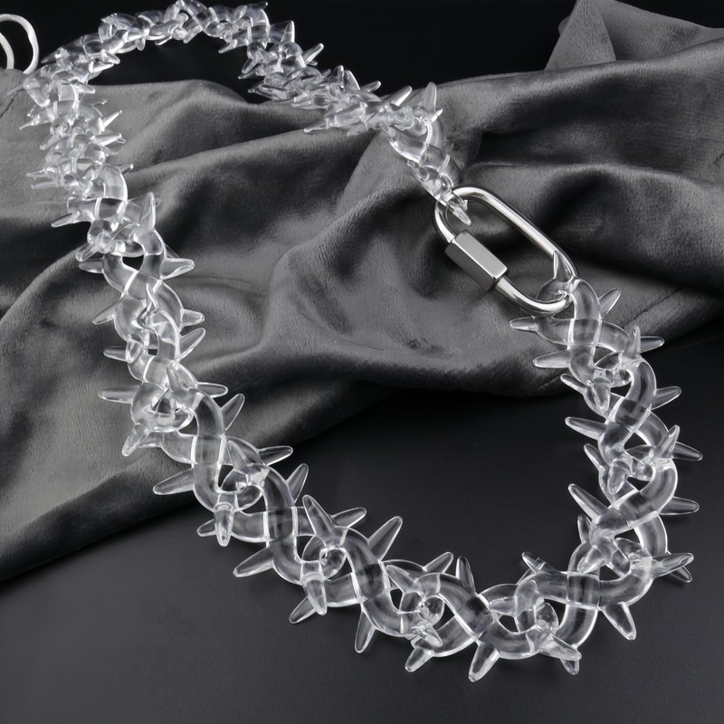Joddfly Men's Transparent Acrylic Cuban Thorn Necklace Hip Hop Jewelry